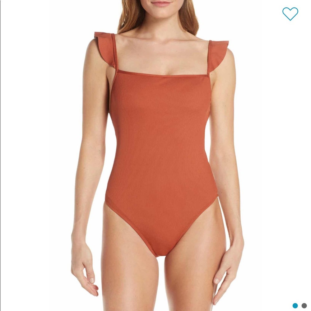 NWT Madewell Second Wave Ribbed Ruffle Swimsuit